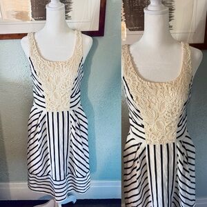 Anthropologie Maeve striped blue and white dress